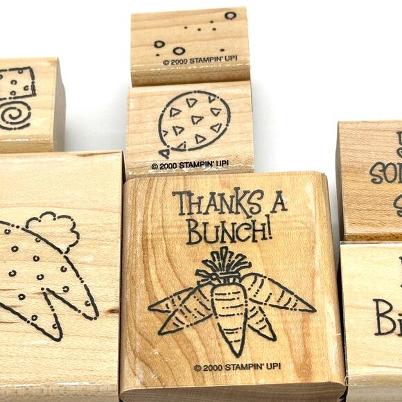 Stampin' Up! Funny Bunny Rubber Stamps Easter Rabbit Carrots Birthday Thanks - Picture 5 of 11